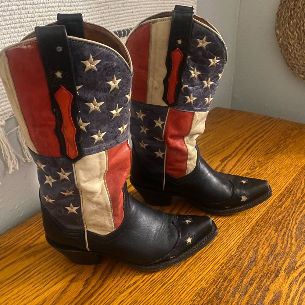 Patriotic Heeled Boots - Red, White, and Blue